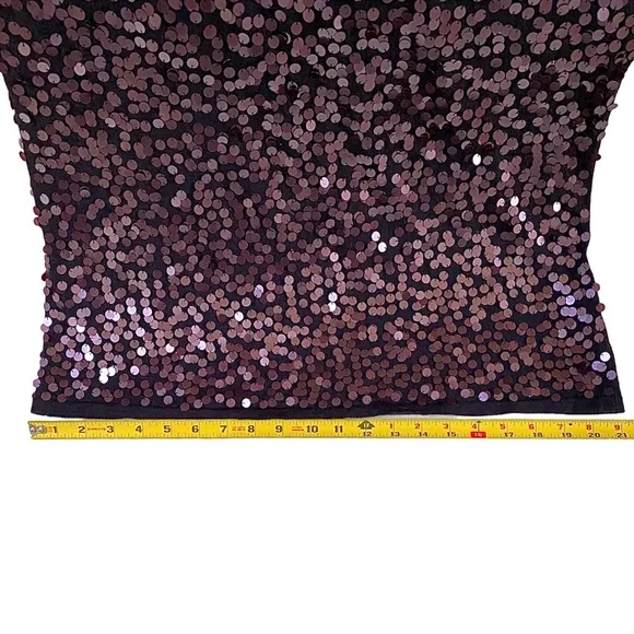 EILEEN FISHER 100% BLACK MERINO WOOL & PURPLE SEQUIN TOP SIZE LARGE - Picture 15 of 16